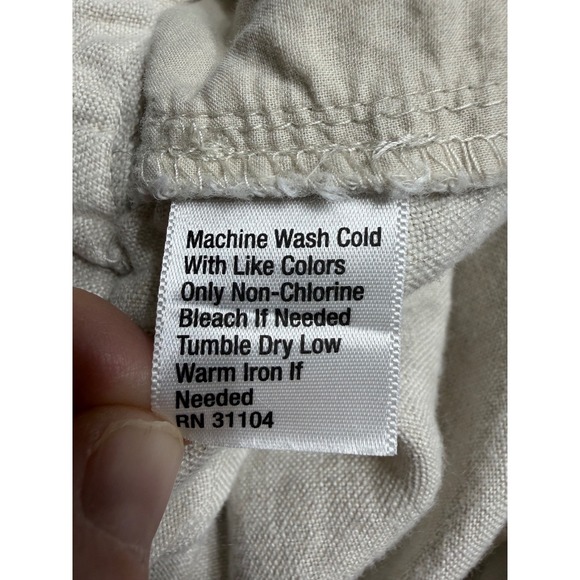 Kim Rogers Woman's 100% Linen Pants 18W Oatmeal Beige Wide Leg High Rise Relaxed - Picture 5 of 5